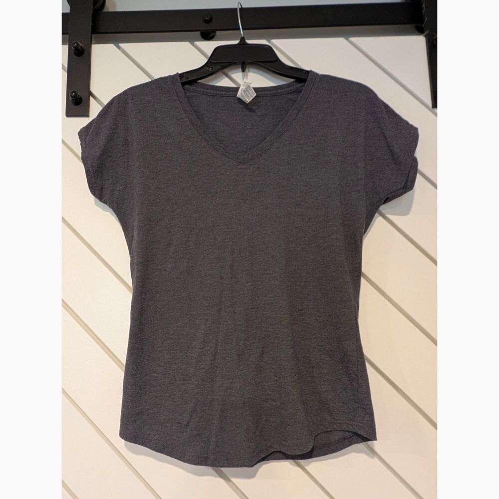 Anvil Tri-Blend Grey V-Neck T-Shirt Size Small